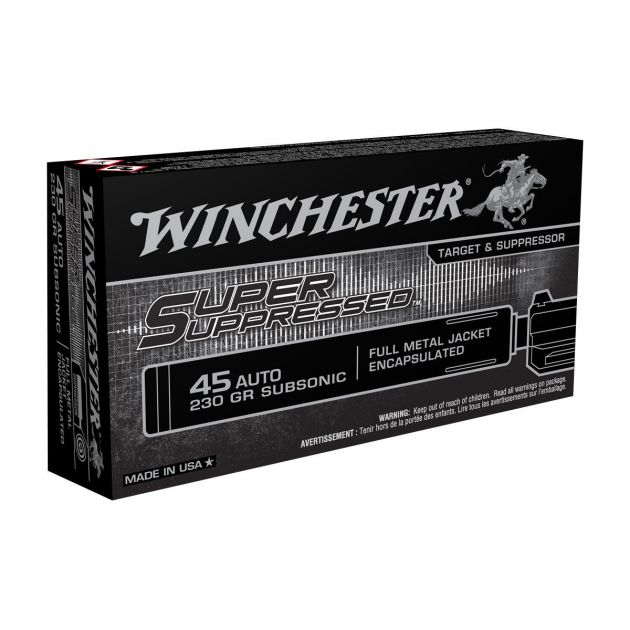 Munição Winchester Super Supressed Cal. .45AUTO FMJ 230gr - Caixa Com 50unid