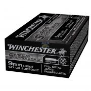 Munição Winchester Super Supressed Cal. 9mm FMJ 147gr C/50 Unidades *VENDA P/ CAC'S *
