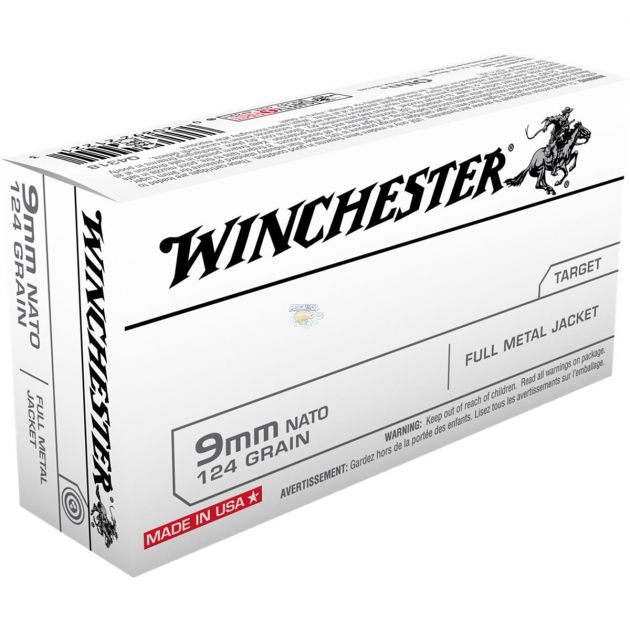 Munição  Winchester USA White Box OTAN Cal.9mm FMJ 124gr C/50un *VENDAP/CACS*