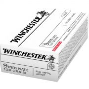 Munição  Winchester USA White Box OTAN Cal.9mm FMJ 124gr C/50un *VENDAP/CACS*