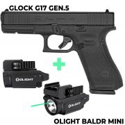 Pistola Glock G17 Gen.5 Cal. 9mm 17 Tiros + Lanterna Olight Baldr Mini C/Laser 
