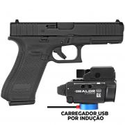 Pistola Glock G17 Gen.5 Cal. 9mm 17 Tiros + Lanterna Olight Baldr Mini C/Laser 