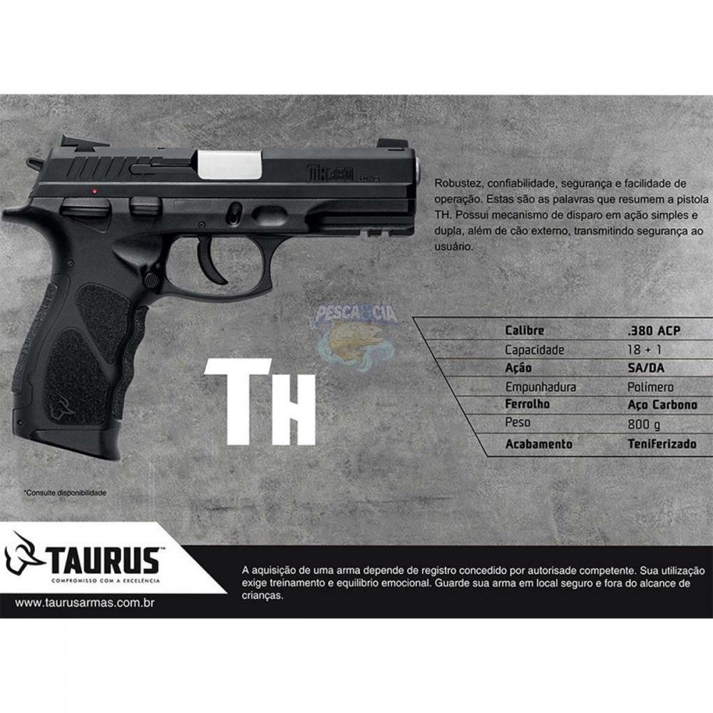 Pistola Taurus Th380 Oxidada Calibre .380ACP (Arma de Fogo)